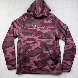UNRL Barstool Golf Hoodie Pullover Mens Large Maroon Camo Athletic Layering